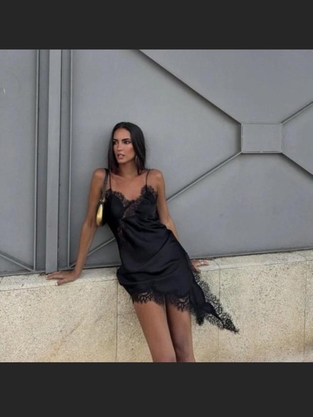 Zara Black Satin Lace Camisole Slip Dress